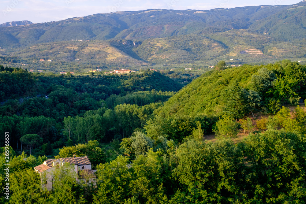 Countryside with hills as seen from Sant'Agata de' Goti, Campania, Italy