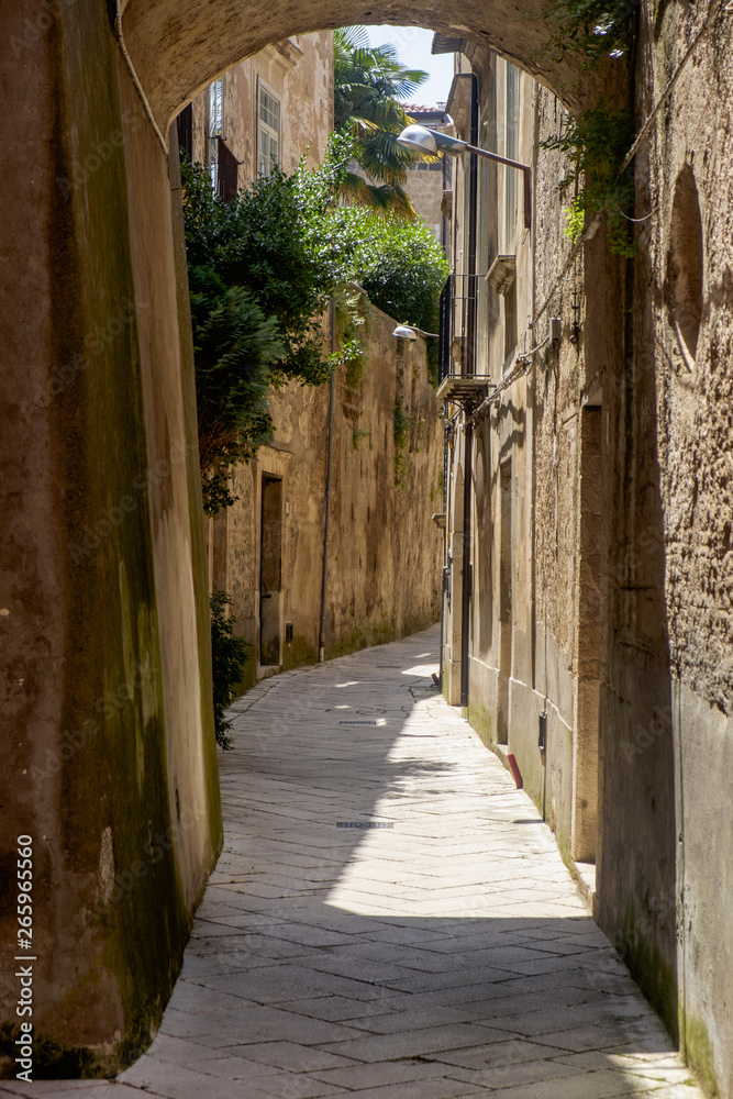 Empty alley in the old town of Sant'Agata de' Goti, Campania, Italy