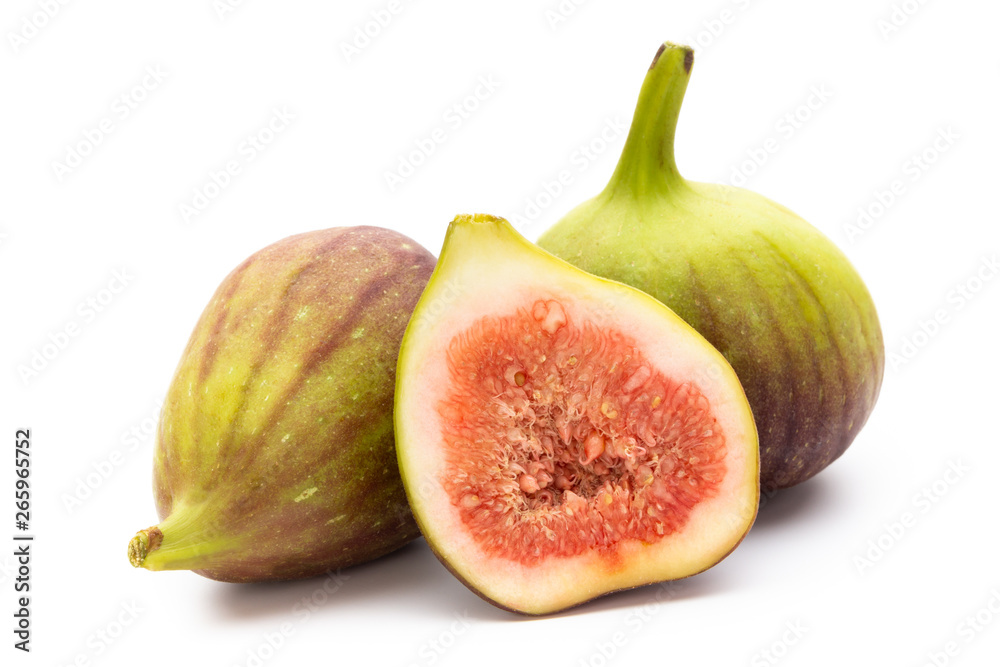 Fig fruits isolated on white background. Top view. Flat lay pattern Fig fruits isolated on white background. Top view. Flat lay pattern