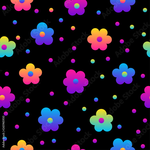 Tropical flowers seamless pattern. Abstract plants swatch for design brthday card, modern party invitation, spring or summer season shop sale, holiday advertising, bag or dress print, t shirt etc.