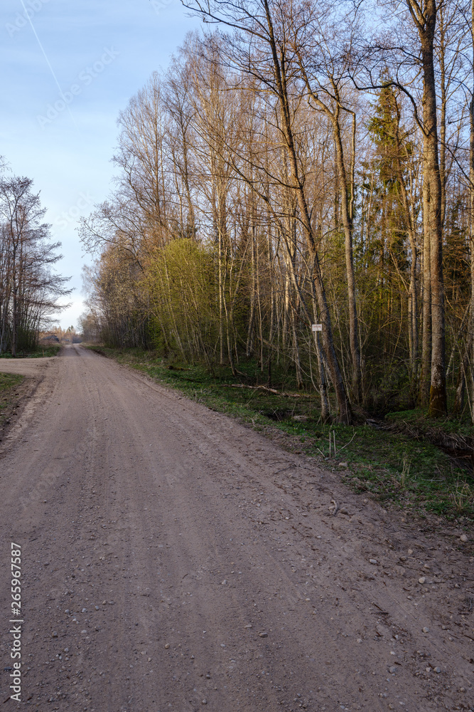 b eautiful countryside gravel road in sunset b eautiful countryside gravel road in sunset