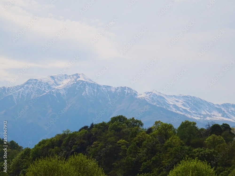 view of the Italian alp near the town of Lecco, Italy - April 2019