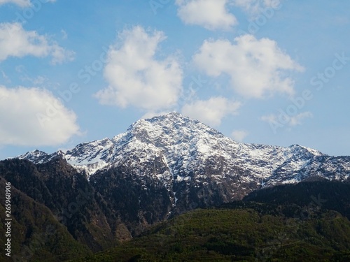 View of the Italian Alps near the Lake como on a spring day, Lombardy - April 2019