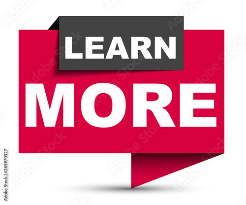 red vector banner learn more