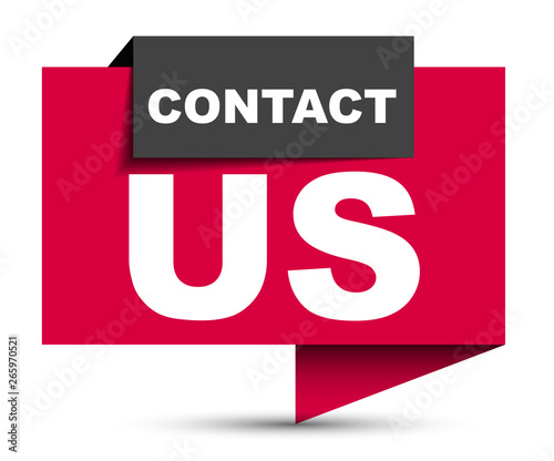 red vector banner contact us