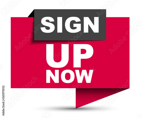 red vector banner sign up now