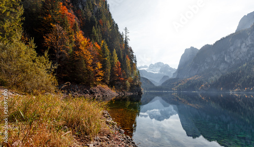 Beautiful View on Dachstein Mountain With Gosausee Lake