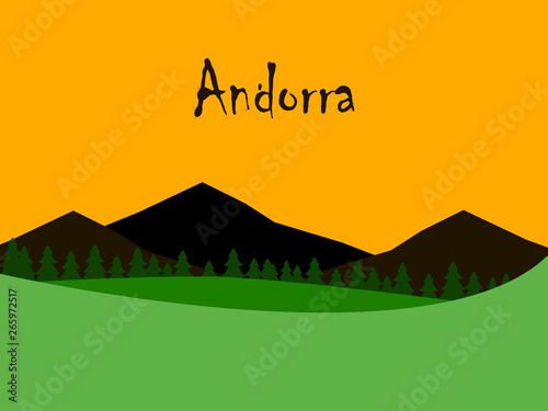 flat icons on theme of Andorra landscape