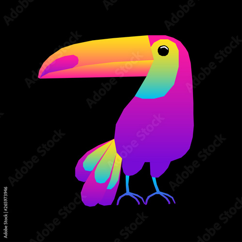 Abstract cute paper cut toucan pattern. Childish crafted toucan portrait for design birthday card, veterinarian clinic poster, pet shop sale advertising, bag or t shirt print etc. photo