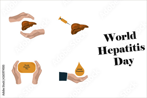 assembly of flat icons on theme world hepatitis day .