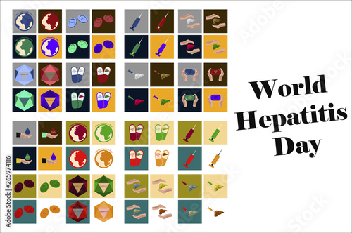assembly of flat icons on theme world hepatitis day .