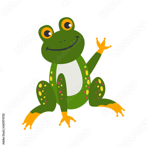 Vector cute African animal. Frog. Funny character for kids.