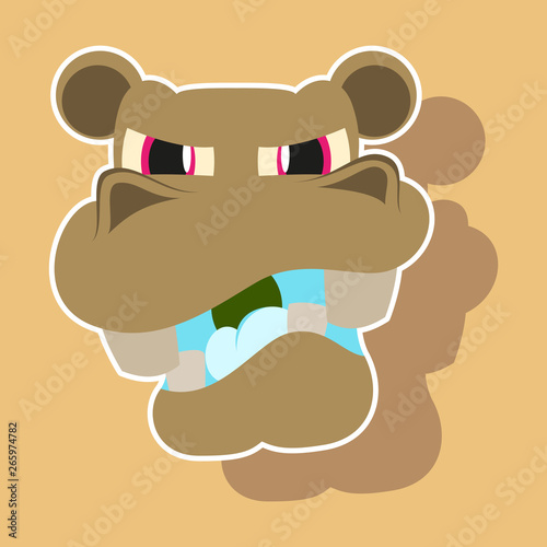 paper sticker on theme evil animal hippo