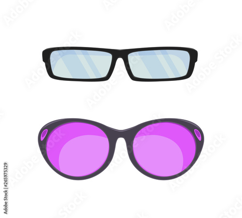 Sunglasses in flat style.