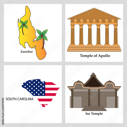 Set of world sights