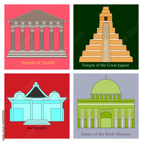 Set of world sights