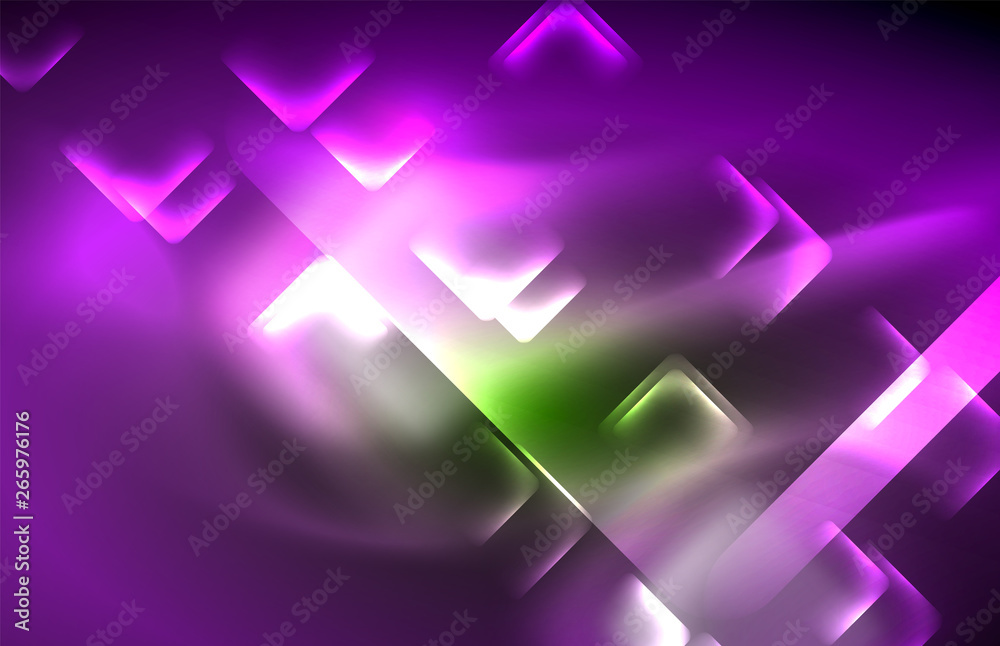Neon shiny light lines on black, techno modern template Neon shiny light lines on black, techno modern template