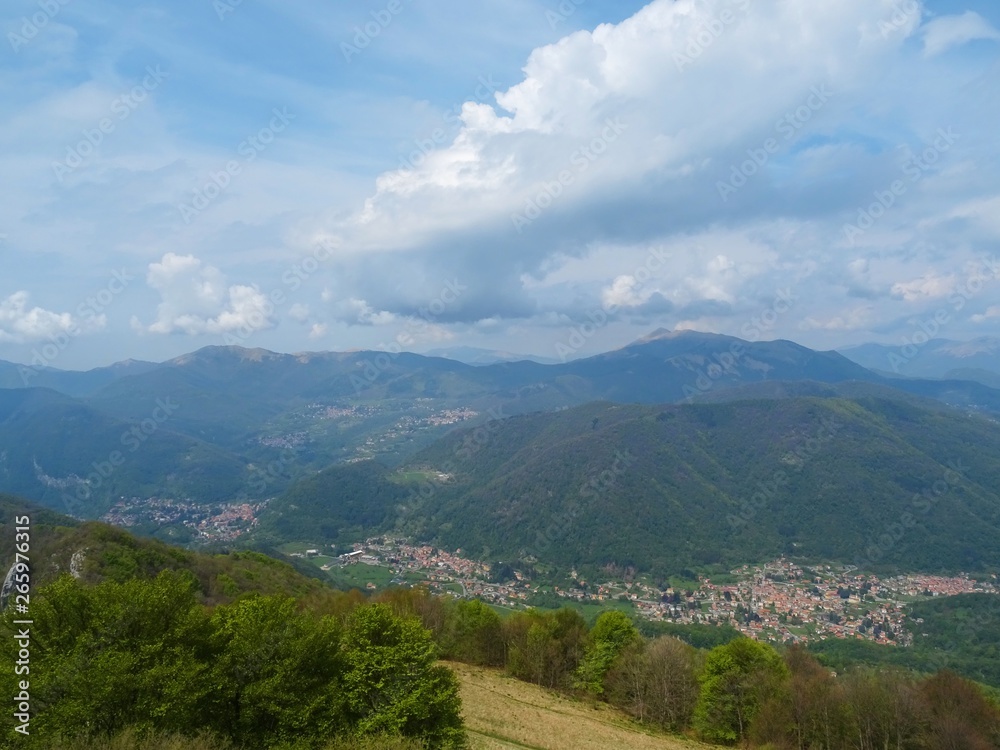 view of the Italian alp near the town of Lecco, Italy - April 2019