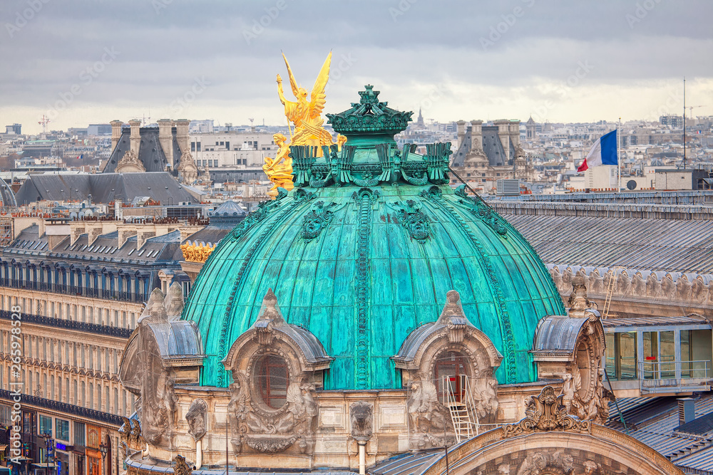 opera Dome and aerial view of Paris 