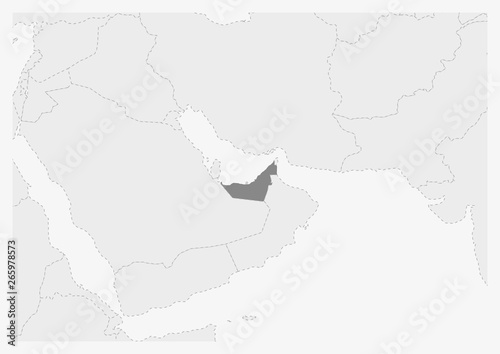 Map of Middle East with highlighted United Arab Emirates map