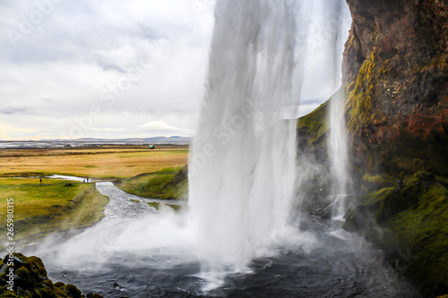 Seljalandsfoss waterfall. Located in the South Region in Iceland.