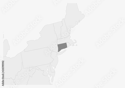 Map of USA with highlighted Connecticut state map
