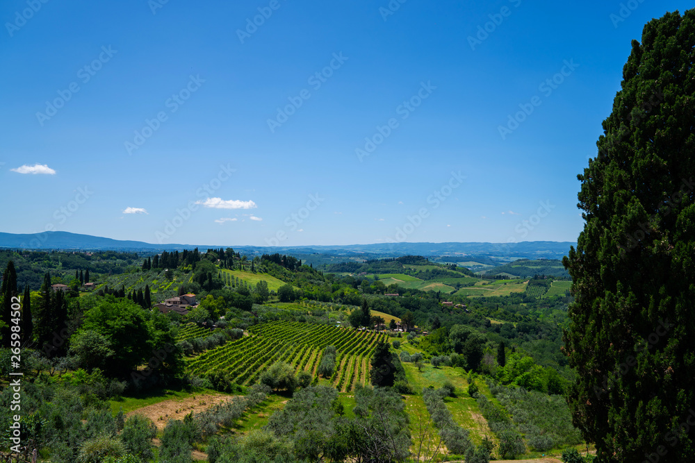 Landscape of the Tuscany seen from the walls of Montepulciano, Italy.