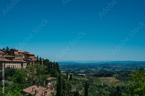 In the very heart of Tuscany. View from the fortress wall to the beautiful valley of the medieval town of Montepulciano, Italy. © eskstock