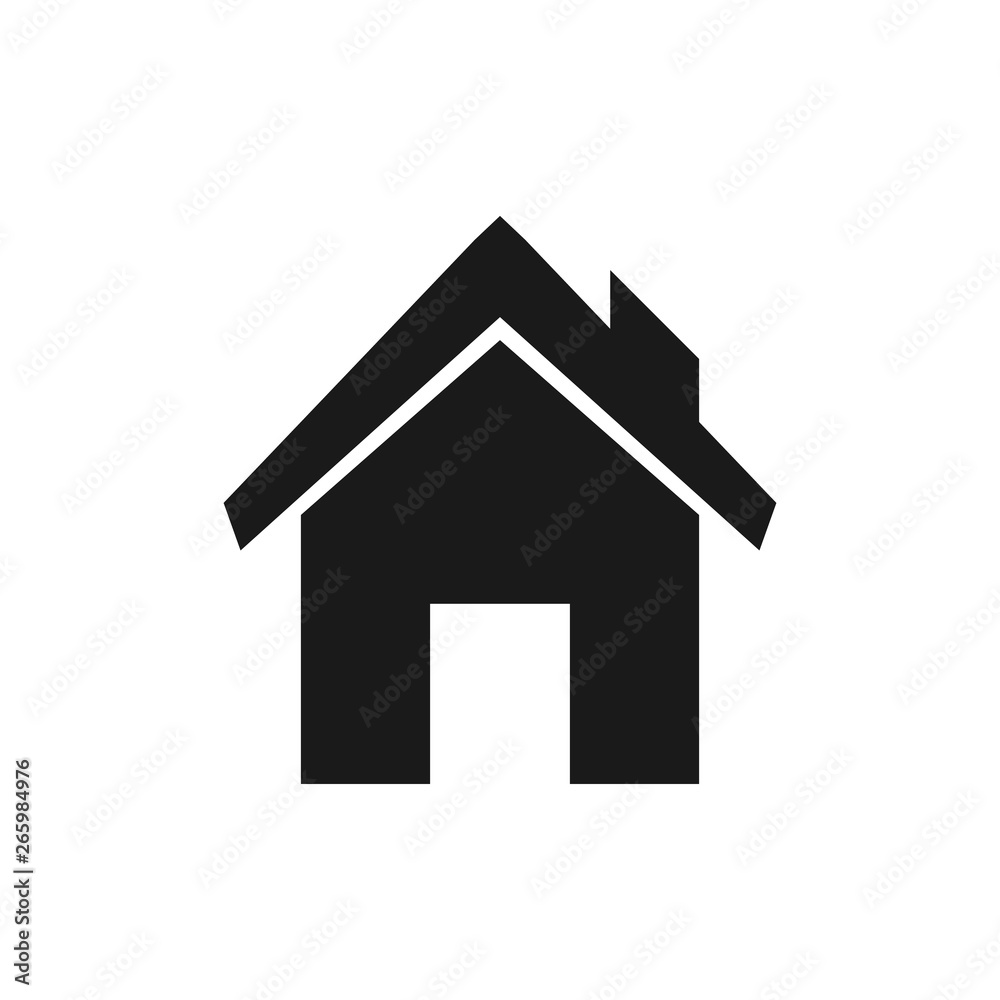 Black house icon on a white background. Graphic design element. 