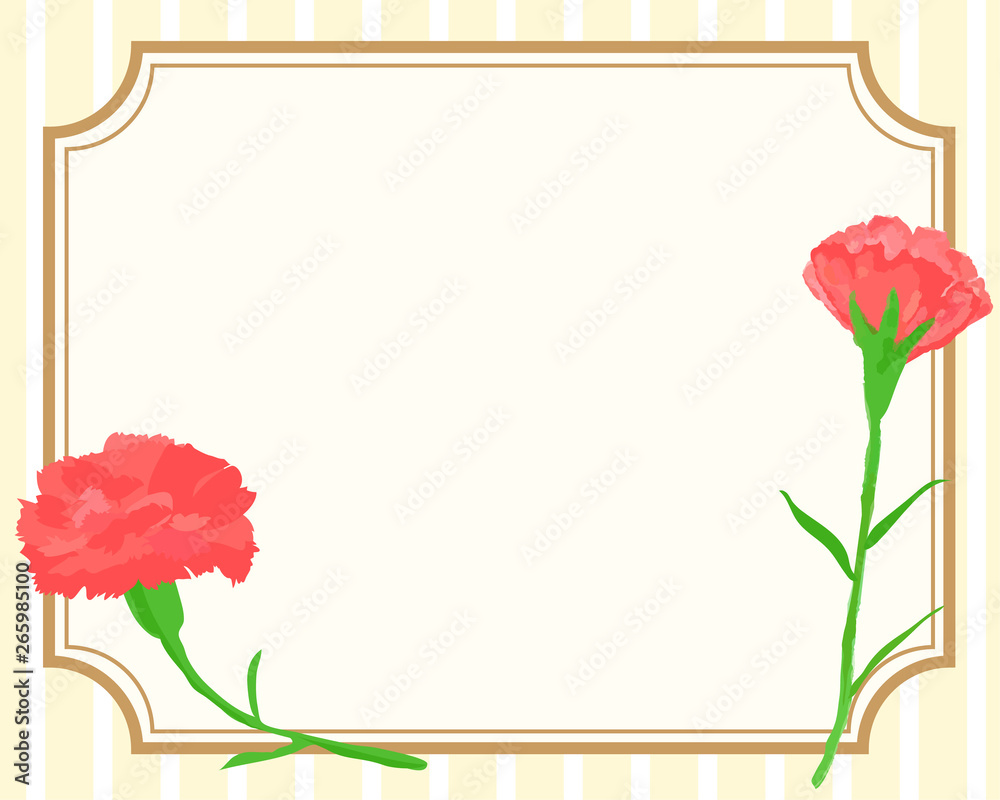 母の日 フレーム 枠 ベクター素材 カーネーションとイエローストライプの背景 Stock Vector Adobe Stock