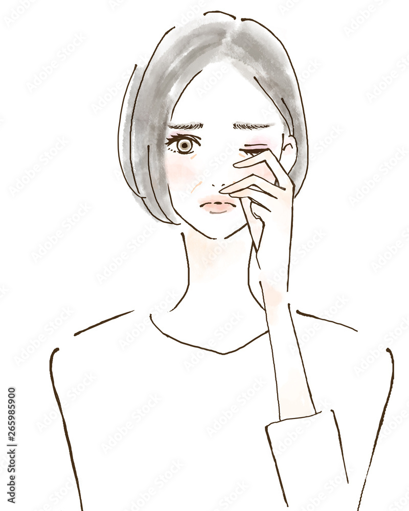 ドライアイ 老眼 目の疲れ 瞳 乾燥 乾き 人物手描きイラスト Stock Illustration Adobe Stock