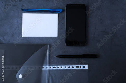 Obraz na płótnie office equipment with blank piece of paper to write on w salonie