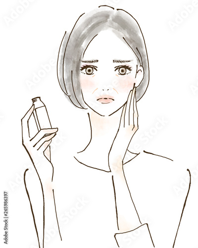 老化ストレス 栄養補給 働くシニア女性 手描きイラスト Stock Illustration Adobe Stock