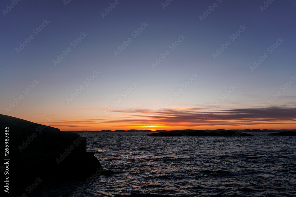 Sunset over the atlantic ocean Norway.