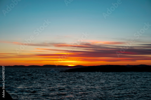 Sunset over the atlantic ocean Norway.