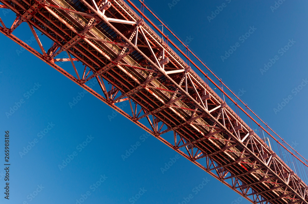 Detail of the 25 of April bridge in the city of Lisbon, Portugal