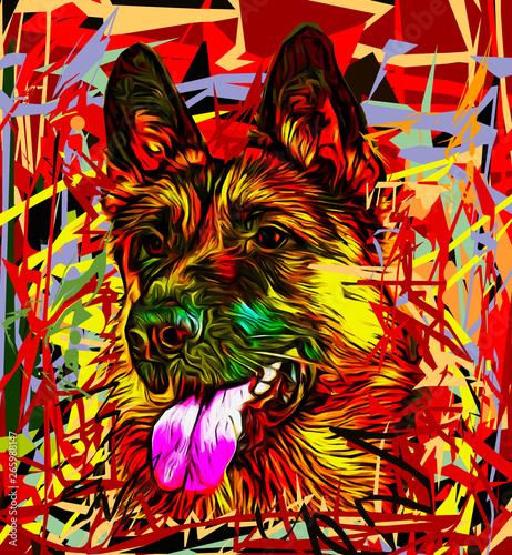 Dog shepherd colorful vector illustration