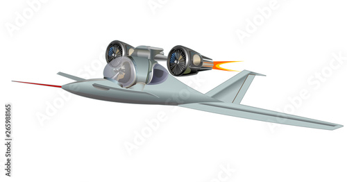 Futuristic fighter plane vector illustration isolated on white background