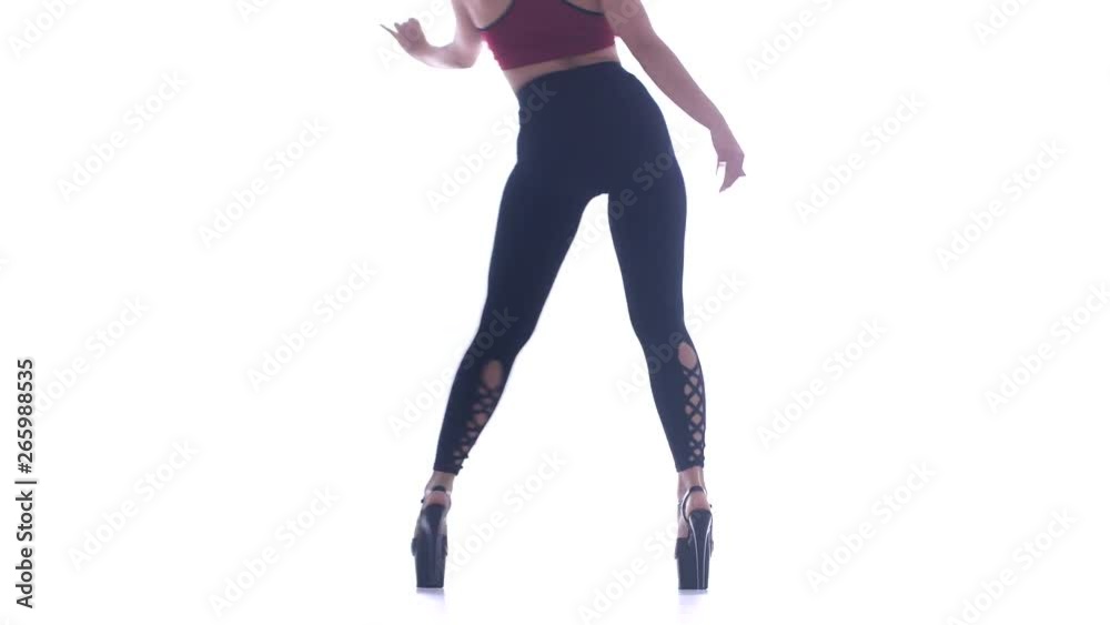 young beautiful girl dancing modern dance on a white background, strip plastic young beautiful girl dancing modern dance on a white background, strip plastic
