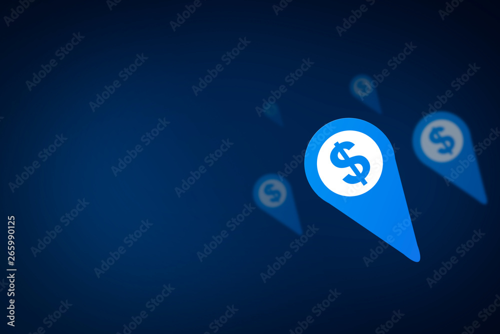 American dollar symbol, dollar currency concept