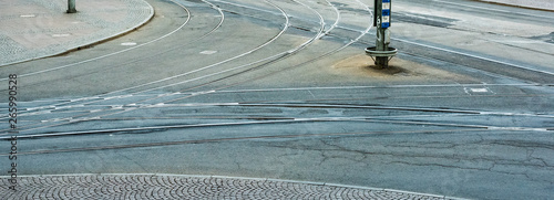 Complicated tram track switch and crossings. photo