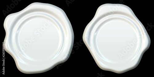 Colorful wax seal isolated over a white background.  (Clipping path inside, 3D rendering computer digitally generated illustration.)