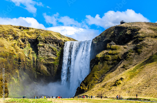Skogafoss is a waterfall situated on the Skoga River in the south of Iceland at the cliffs of the former coastline.