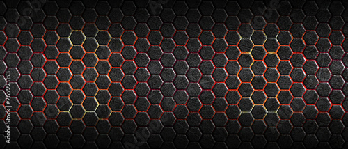 dark hexagon background and red light
