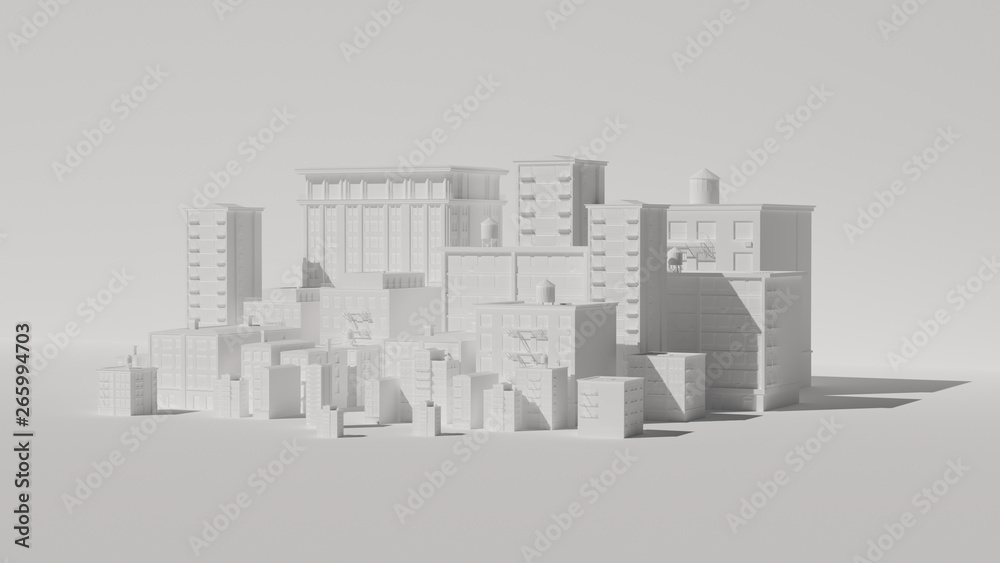 Modell einer Stadt, Gebäude 3d Rendering