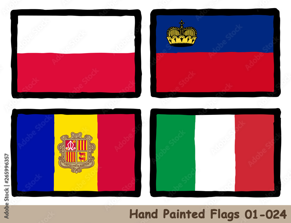 手描きの旗アイコン ポーランドの国旗 リヒテンシュタインの国旗 アンドラの国旗 イタリアの国旗 Flag Of The Poland Liechtenstein Andorra Italy Hand Drawn Isolated Vector Icon Vector De Stock Adobe Stock