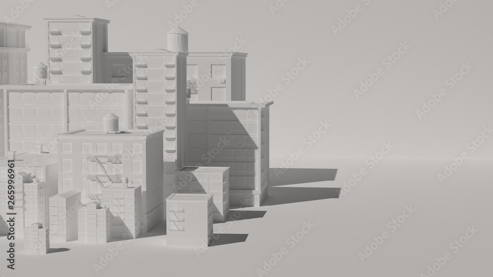 Modell einer Stadt, Gebäude 3d Rendering