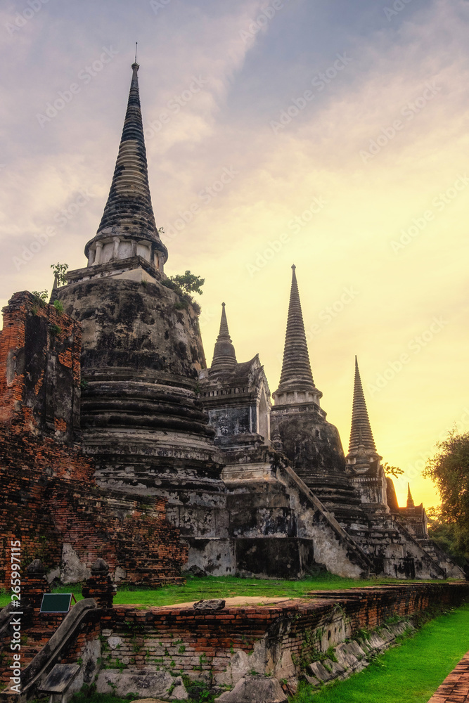 Wat Phra Si Sanphet is a at Historical Park at Ayutthaya., Thailand.