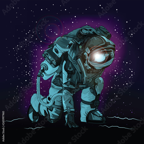 Astronaut in spacesuit on space., VECTOR