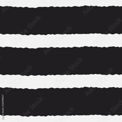 Seamless vector pattern with horizontal wavy thick lines and stripes. Torn paper ripped edges effect. Decorative texture for print, textile, packaging, wrapping, web. Isolated repetitive tiles.